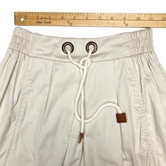 Zara Skater Skirt Womens X-Small Beige Khaki Elastic Waistband Drawstring Mini - Picture 5 of 10